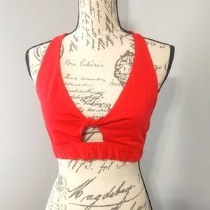 Pink By Victorias Secret Sport Twisted Front Red Halter Bralette Sz Lg